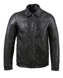 Milwaukee Leather Vintage SFM1804 Men's Classic Black Zipper Front Jacket with Shirt Collar