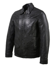 Milwaukee Leather Vintage SFM1804 Men's Classic Black Zipper Front Jacket with Shirt Collar