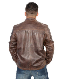 Milwaukee Leather SFM1805 Men's Brown Side Stitch Cafe Racer Lambskin Leather Jacket