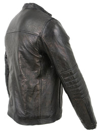 Milwaukee Leather SFM1809 Men's Two-Tone Euro Collar Cafe Style Leather Jacket