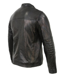 Milwaukee Leather SFM1809 Men's Two-Tone Euro Collar Cafe Style Leather Jacket