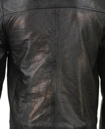 Milwaukee Leather SFM1809 Men's Two-Tone Euro Collar Cafe Style Leather Jacket