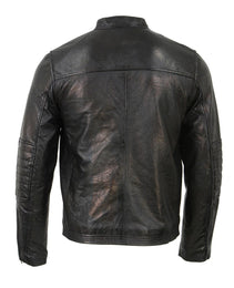 Milwaukee Leather SFM1809 Men's Two-Tone Euro Collar Cafe Style Leather Jacket