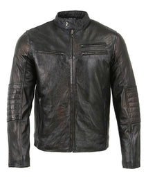 Milwaukee Leather SFM1809 Men's Two-Tone Euro Collar Cafe Style Leather Jacket