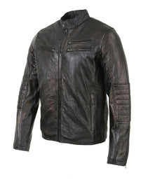 Milwaukee Leather SFM1809 Men's Two-Tone Euro Collar Cafe Style Leather Jacket