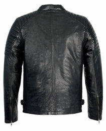 Milwaukee Leather SFM1840 Men's 'Quilted' Black Leather Fashion Jacket with Snap Button Collar