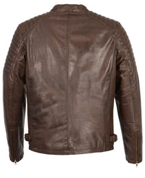 Milwaukee Leather SFM1840 Men's 'Quilted' Brown Leather Fashion Jacket with Snap Button Collar