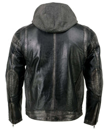 Milwaukee Leather SFM1846 Men's Black Fashion Casual Leather Jacket with Removable Hoodie