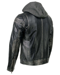 Milwaukee Leather SFM1846 Men's Black Fashion Casual Leather Jacket with Removable Hoodie