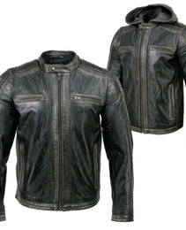 Milwaukee Leather SFM1846 Men's Black Fashion Casual Leather Jacket with Removable Hoodie