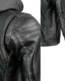 Milwaukee Leather SFM1846 Men's Black Fashion Casual Leather Jacket with Removable Hoodie