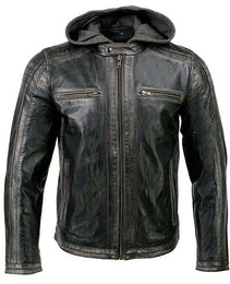 Milwaukee Leather SFM1846 Men's Black Fashion Casual Leather Jacket with Removable Hoodie