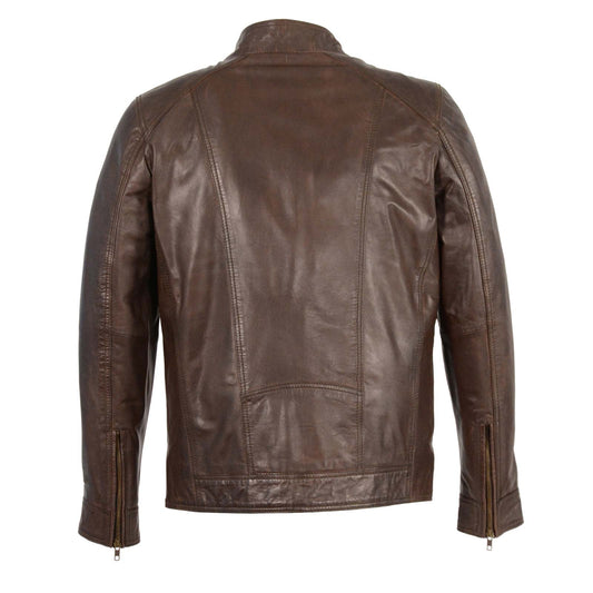 Milwaukee Leather Men's Broken Brown Leather Jacket with Front Zipper Closure SFM1860