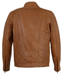 Milwaukee Leather Men's Saddle Color Lambskin Motorcycle Fashion Leather Jacket SFM1860