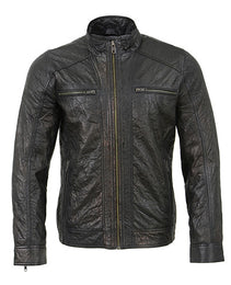 Milwaukee Leather SFM1861 Men's Two-Tone Leather Jacket with Front Zipper Closure