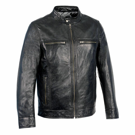 Milwaukee Leather SFM1865 Men's Black Classic Fashion Leather Jacket with Zipper Closure