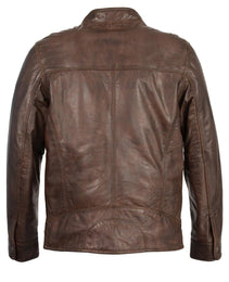 Milwaukee Leather SFM1865 Men's Broken Brown Leather Jacket with Front Zipper Closure