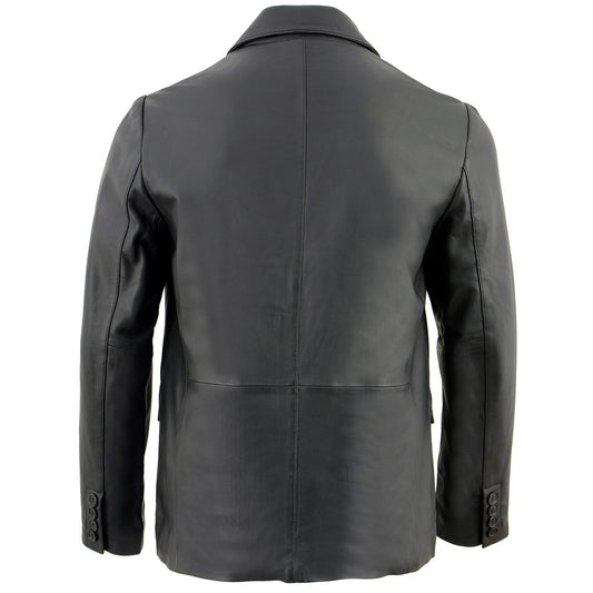 Milwaukee Leather SFM1880 Men's Black 2-Button Closure Car Coat Blazer Leather Jacket