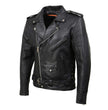 Milwaukee Leather SH1011 Black Classic Brando Motorcycle Jacket for Men Made of Cowhide Leather w/ Side Lacing