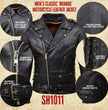 Milwaukee Leather SH1011 Black Classic Brando Motorcycle Jacket for Men Made of Cowhide Leather w/ Side Lacing