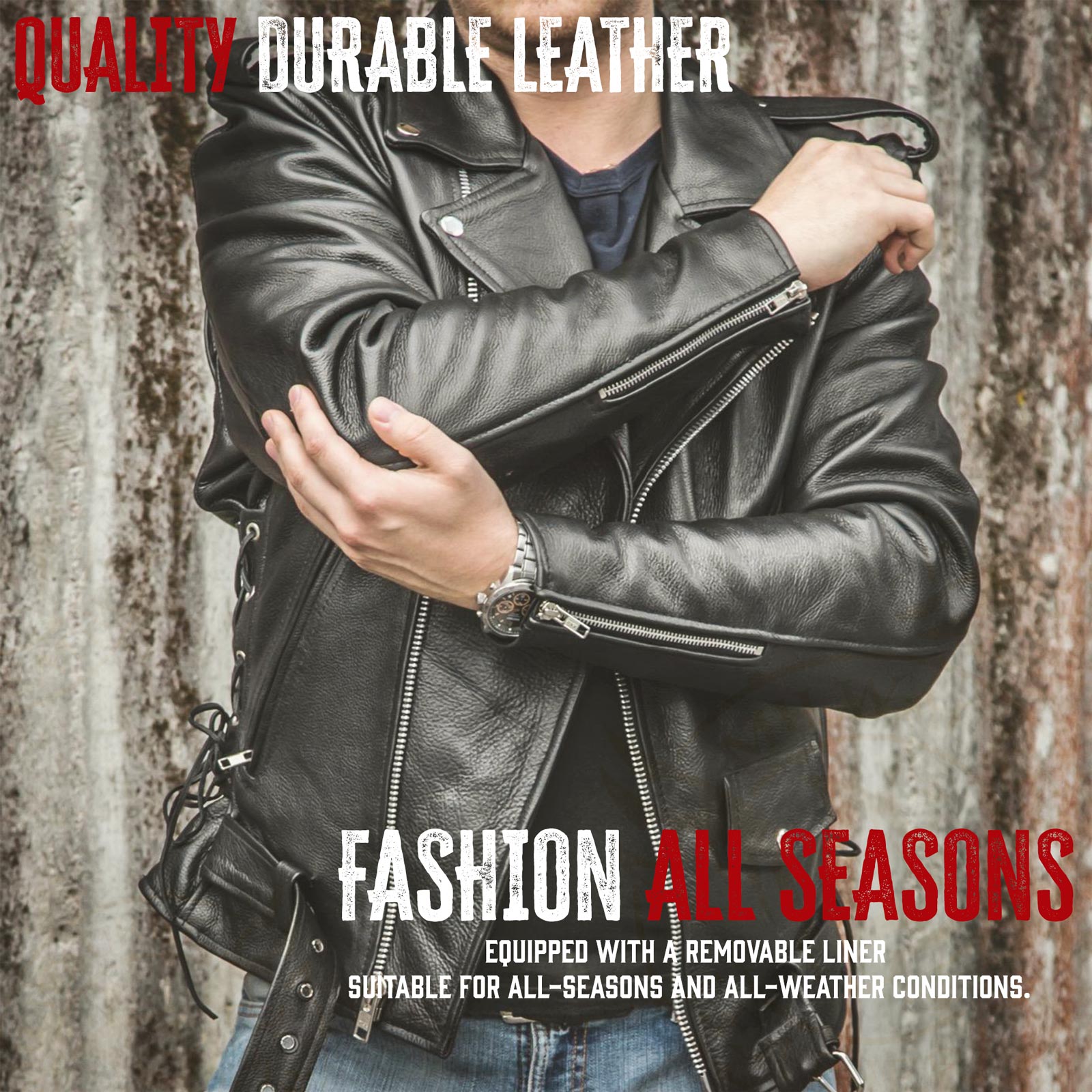 Milwaukee Leather SH1011 Black Classic Brando Motorcycle Jacket