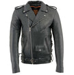 Milwaukee Leather SH1011TALL Black Classic Brando Motorcycle Jacket for Men Made of Cowhide Leather w/ Side Lacing