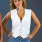 Milwaukee Leather SH1227 Women's White 'Classic Western' Leather 4-Snap Button Vest