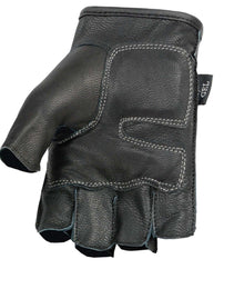 Xelement XG198 Women's Embroidered 'Flamed' Fingerless Black and Pink Motorcycle Leather Gloves