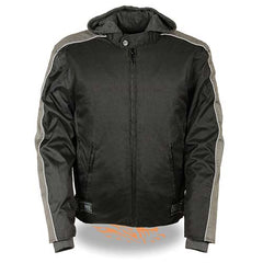 NexGen SH2034 Men's Black and Grey Nylon Racer Jacket with Hoodie