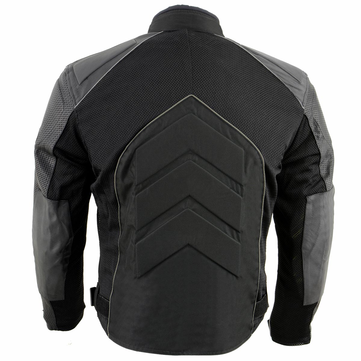 NexGen SH2153 Men's Black and Grey CE Armored Motorcycle Textile and Leather Combo Jacket