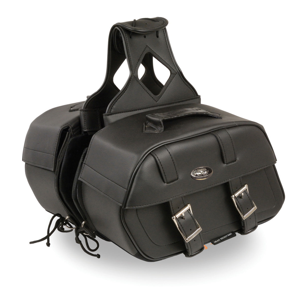 Milwaukee Leather SH611ZB Black Zip-Off PVC Throw Over Rounded Motorcycle Saddlebags