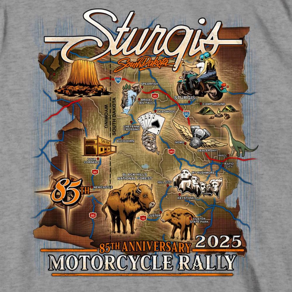 2025 Sturgis Motorcycle Rally Attractions Men's Heather Gray T-Shirt