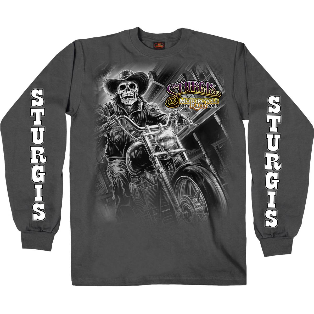 2025 Sturgis Motorcycle Rally #1 Ghost Rider Charcoal Men's Long Sleeve Shirt