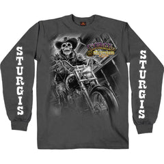 2025 Sturgis Motorcycle Rally #1 Ghost Rider Charcoal Men's Long Sleeve Shirt