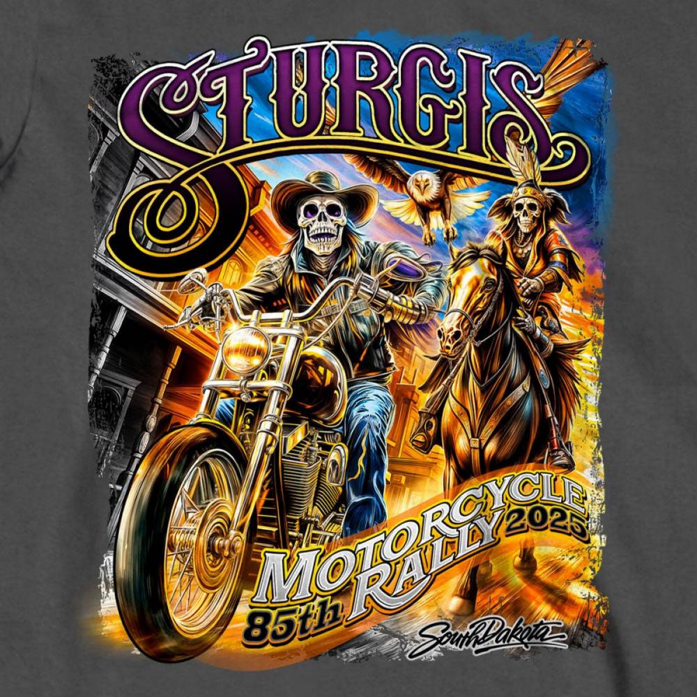 2025 Sturgis Motorcycle Rally #1 Ghost Rider Charcoal Men's Long Sleeve Shirt