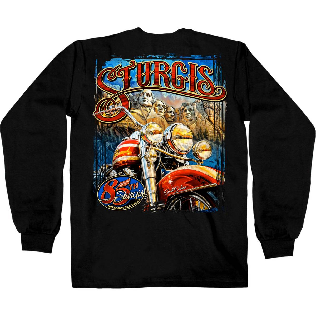 2025 Sturgis Motorcycle Rally Rushmore Black Men's Long Sleeve Shirt