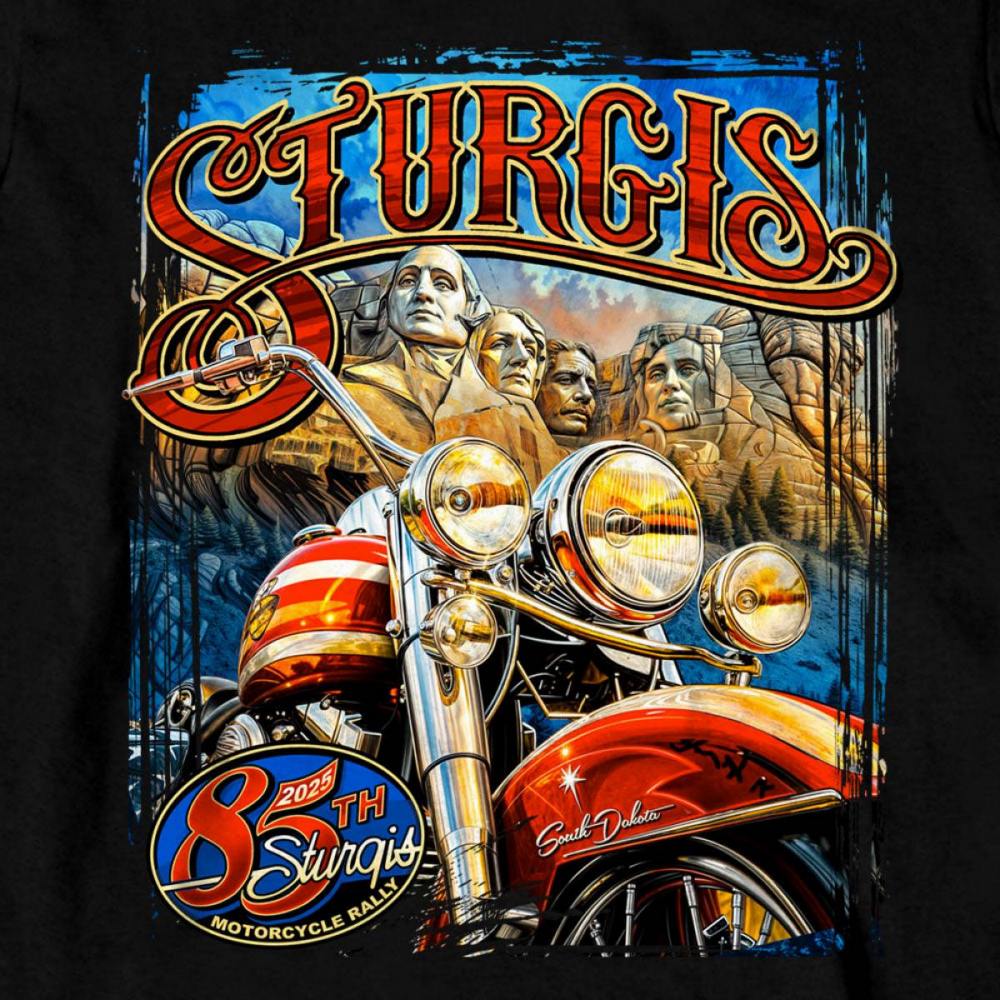 2025 Sturgis Motorcycle Rally Rushmore Black Men's Long Sleeve Shirt