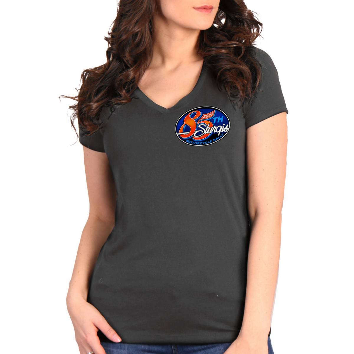 2025 Sturgis Women's Motorcycle Rally Rally Logo Charcoal Ladies T-Shirt