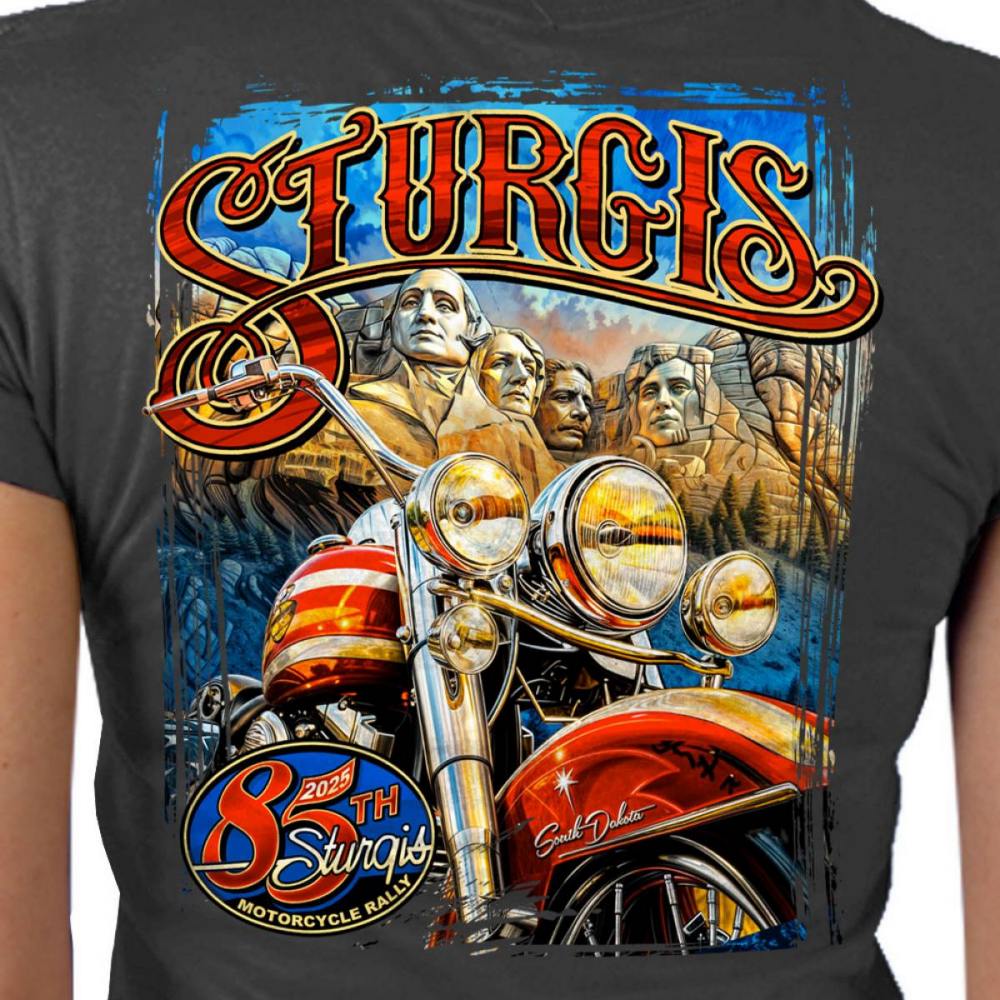 2025 Sturgis Women's Motorcycle Rally Rushmore Charcoal Ladies T-Shirt