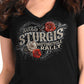 2025 Sturgis Women's Motorcycle Rally Leather Wings Black Ladies T-Shirt