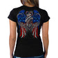 2025 Sturgis Women's Motorcycle Rally Flag Heart Angel Black Ladies Tee