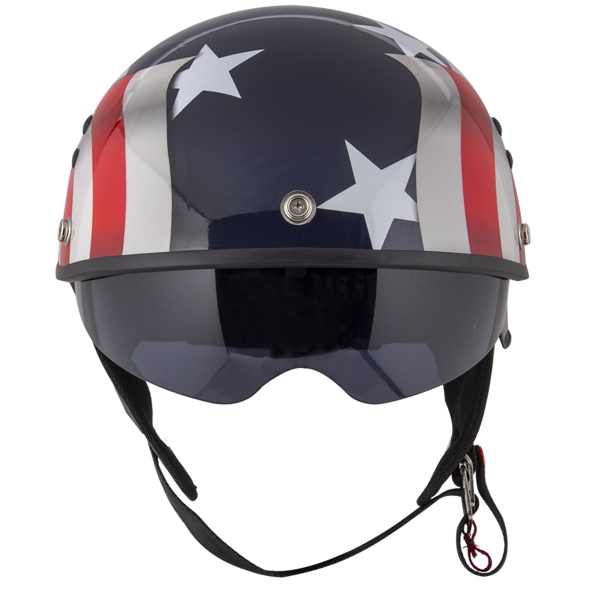 Outlaw T-70 'Blue Flag' American Flag Half Face Helmet with Drop Down Tinted Visor