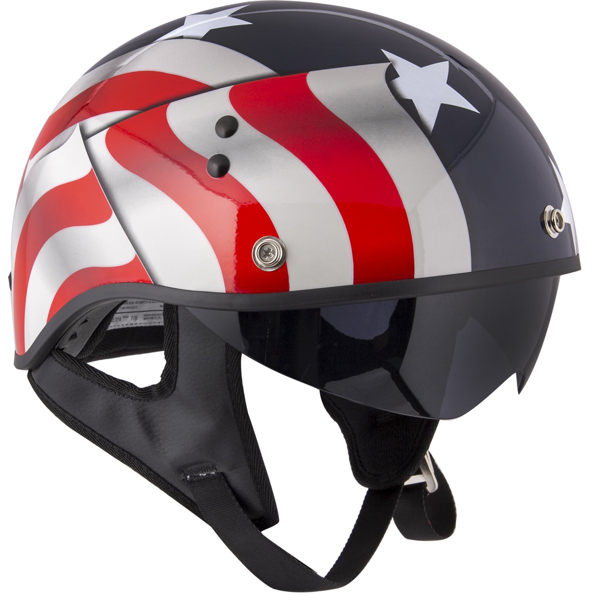 Outlaw T-70 'Blue Flag' American Flag Half Face Helmet with Drop Down Tinted Visor