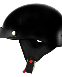 Hot Leathers HLT70 'Stealth' Glossy Black Motorcycle DOT Skull Cap Classic Half Helmet