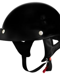 Hot Leathers HLT70 'Stealth' Glossy Black Motorcycle DOT Skull Cap Classic Half Helmet