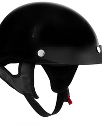 Hot Leathers HLT70 'Stealth' Glossy Black Motorcycle DOT Skull Cap Classic Half Helmet