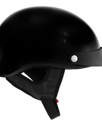 Hot Leathers HLT70 'Stealth' Glossy Black Motorcycle DOT Skull Cap Classic Half Helmet