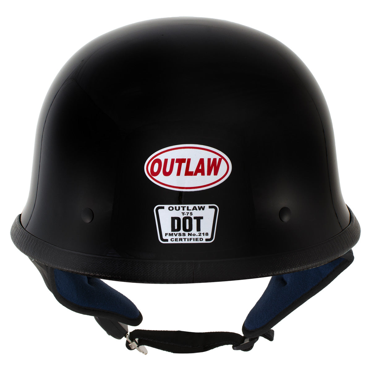 Outlaw T-75 'The Hanz' German Style Gloss Black Advanced Motorcycle Half Helmet