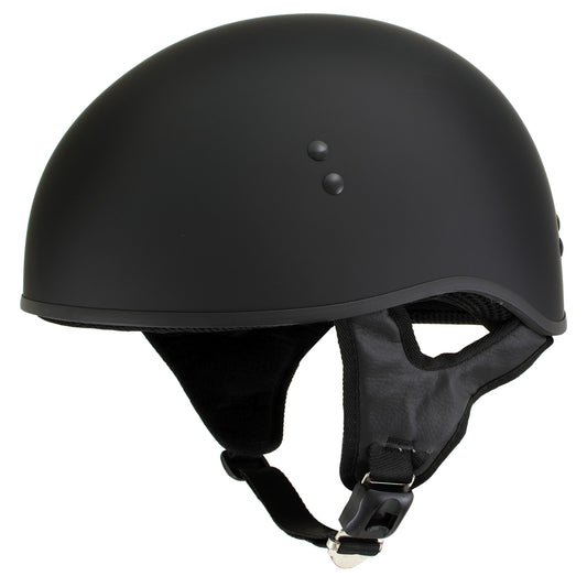 Hot Leathers HLT68-SP Flat Black The O.G. No Logo Motorcycle DOT Skull Cap Half Helmet Biker