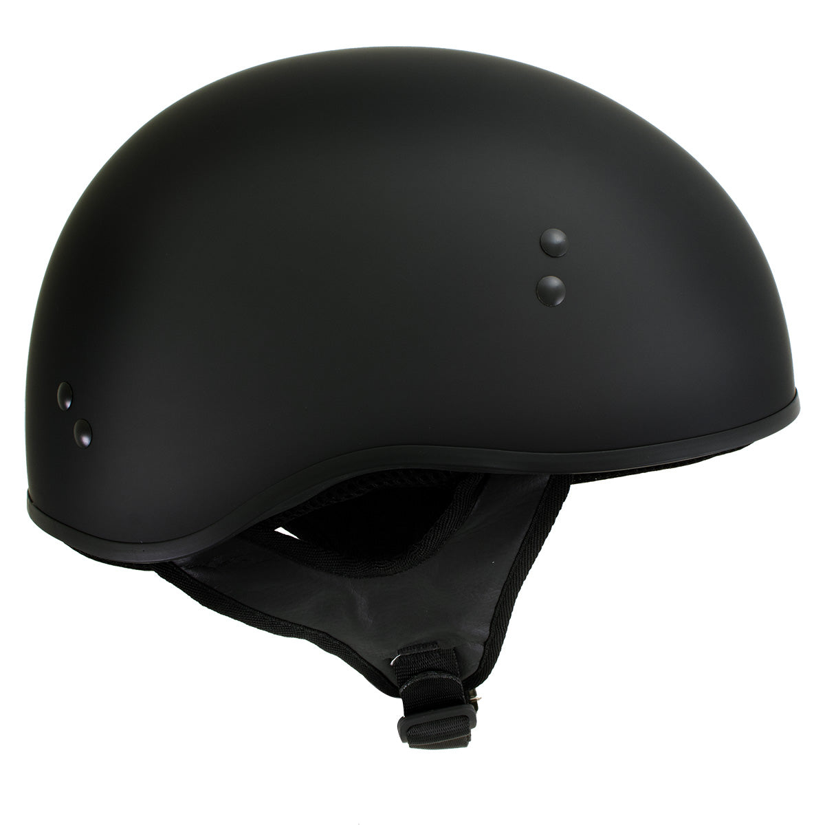 Hot Leathers HLT68 Flat Black The O.G. Flat Black Motorcycle DOT Skull Cap Half Helmet Biker